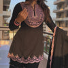 Black Embroidered Kurti Sharara Set with Dupatta