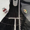 Black Embroidered Kurti Sharara Set with Dupatta