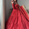 Solid Flared Anarkali Gown with Embellished Dupatta (Multiple Colors)