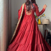 Solid Flared Anarkali Gown with Embellished Dupatta (Multiple Colors)