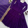 Solid Flared Anarkali Gown with Embellished Dupatta (Multiple Colors)