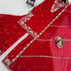 Deep Red Heavy Embroidered Sharara Suit Set with Dupatta