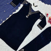 Navy Blue Velvet Embellished Kurti Pant Set with Dupatta