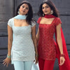 Embroidered Straight Kurti Palazzo Set with Dupatta (3 Colors)