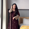 Maroon Heavy Embroidered Kurti Pant Set with Dupatta