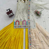Ivory Embellished Kurti Sharara Set with Yellow Sharara & Dupatta