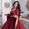 Maroon Dot Embellished Anarkali Kurti Set with Dupatta