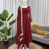 Maroon Dot Embellished Anarkali Kurti Set with Dupatta