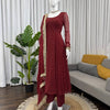 Maroon Dot Embellished Anarkali Kurti Set with Dupatta