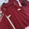 Maroon Dot Embellished Anarkali Kurti Set with Dupatta