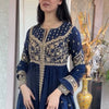 Navy Blue Heavy Embroidered Anarkali Kurti Set with Palazzo & Dupatta