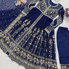 Navy Blue Heavy Embroidered Anarkali Kurti Set with Palazzo & Dupatta
