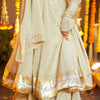 Cream Embellished Anarkali Kurti Set with Palazzo & Dupatta