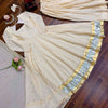 Cream Embellished Anarkali Kurti Set with Palazzo & Dupatta