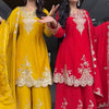 Heavy Embroidered Kurti Sharara Set with Dupatta – 4 Stunning Colors