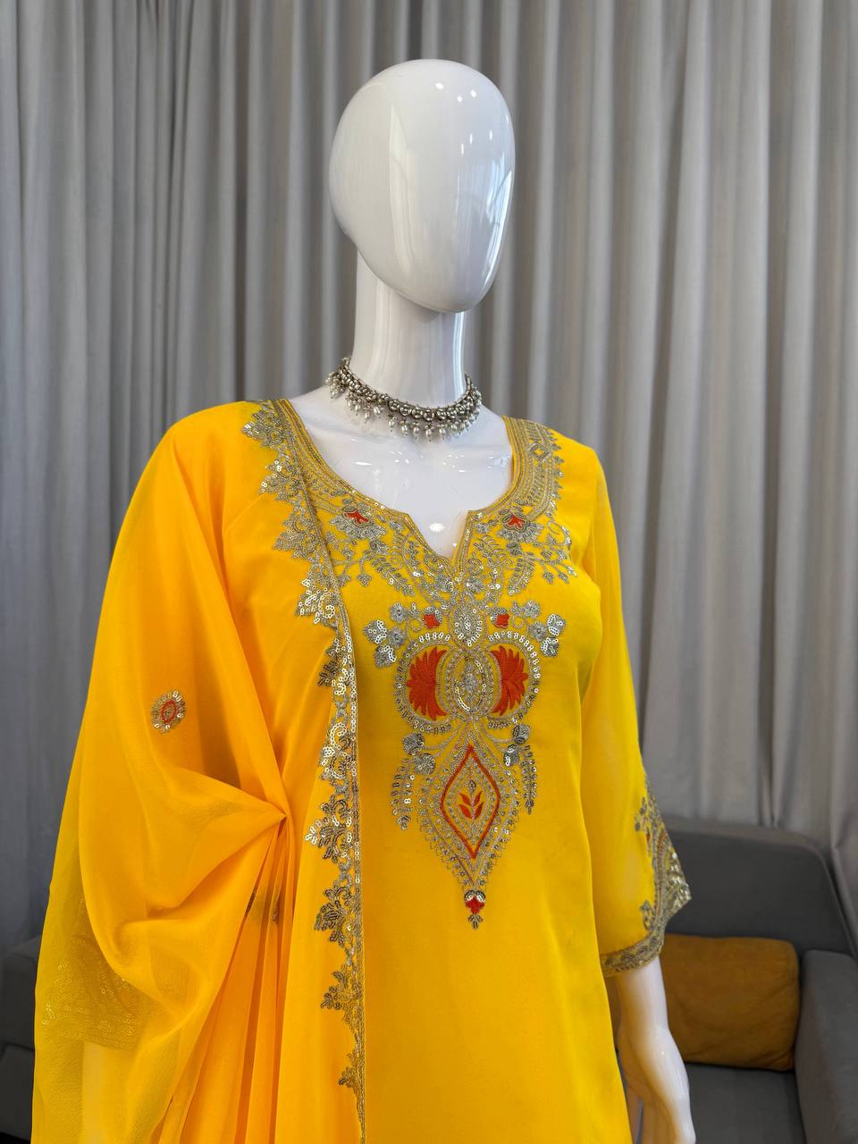 Heavy Embroidered Kurti Sharara Set with Dupatta – 4 Stunning Colors