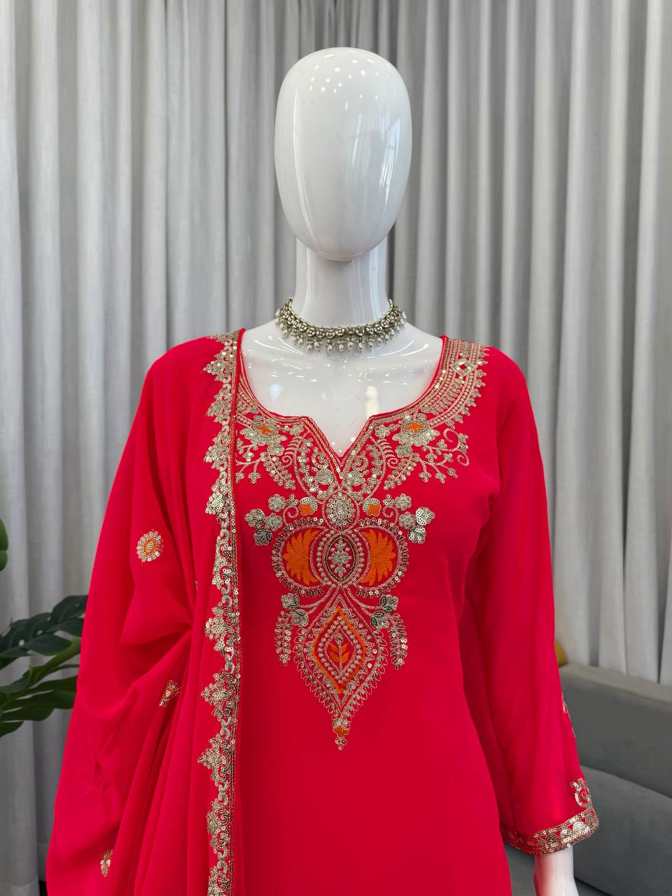 Heavy Embroidered Kurti Sharara Set with Dupatta – 4 Stunning Colors