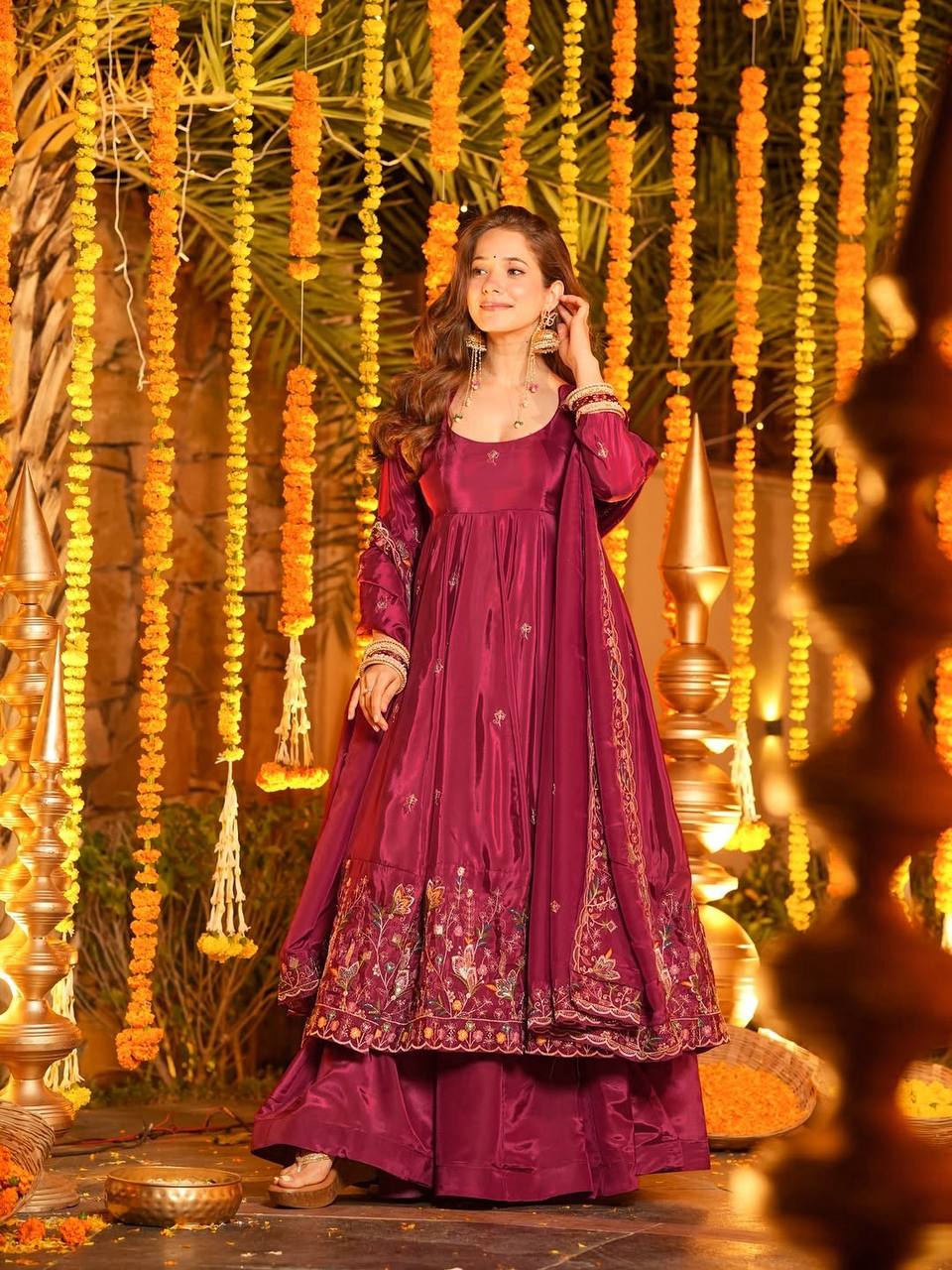 Elegant Embroidered Festival Anarkali Suit Set – 2 Color Options