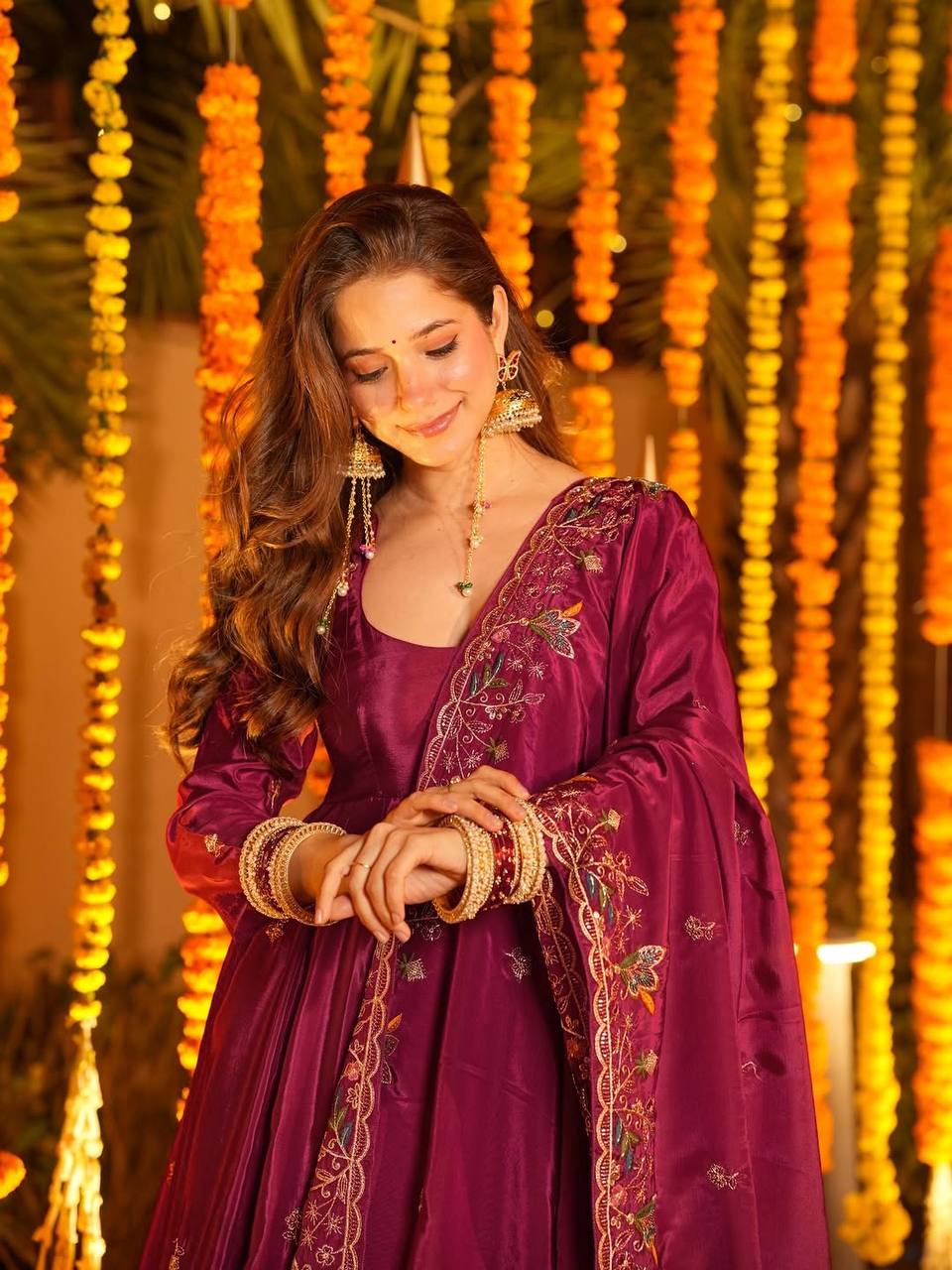 Elegant Embroidered Festival Anarkali Suit Set – 2 Color Options