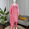 Soft Pink Minimal Embellished Kurti Pant Set with Dupatta