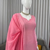 Soft Pink Minimal Embellished Kurti Pant Set with Dupatta