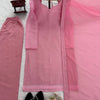 Soft Pink Minimal Embellished Kurti Pant Set with Dupatta