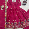 Fuchsia Pink Floral Embroidered Anarkali Suit with Dupatta