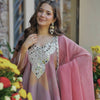 Dusty Rose Mirror Work Sharara Suit with Scalloped Dupatta