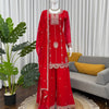 Embroidered Kurti Sharara Set with Dupatta – Red & Rani Pink
