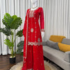 Embroidered Kurti Sharara Set with Dupatta – Red & Rani Pink