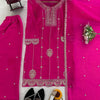 Embroidered Kurti Sharara Set with Dupatta – Red & Rani Pink