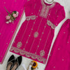 Embroidered Kurti Sharara Set with Dupatta – Red & Rani Pink