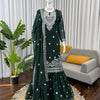 Ivory & Emerald Green Embroidered Sharara Suit Set with Dupatta (2 Colors)