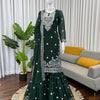 Ivory & Emerald Green Embroidered Sharara Suit Set with Dupatta (2 Colors)