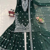 Ivory & Emerald Green Embroidered Sharara Suit Set with Dupatta (2 Colors)