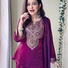 Wine Purple Embroidered Kurta Pant Dupatta Set – Festive Wear
