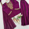 Wine Purple Embroidered Kurta Pant Dupatta Set – Festive Wear