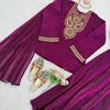 Wine Purple Embroidered Kurta Pant Dupatta Set – Festive Wear