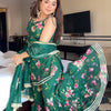Bottle Green Floral Printed Sharara Set with Dupatta – Festive & Party Wear