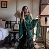 Bottle Green Floral Printed Sharara Set with Dupatta – Festive & Party Wear