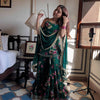 Bottle Green Floral Printed Sharara Set with Dupatta – Festive & Party Wear
