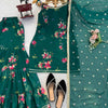 Bottle Green Floral Printed Sharara Set with Dupatta – Festive & Party Wear