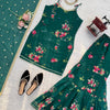 Bottle Green Floral Printed Sharara Set with Dupatta – Festive & Party Wear