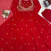 Classic Red Embroidered Anarkali Suit Set with Dupatta