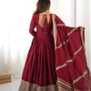 Maroon Anarkali Suit Set with Heavy Embroidered Dupatta & Matching Bottom