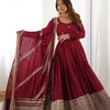 Maroon Anarkali Suit Set with Heavy Embroidered Dupatta & Matching Bottom