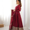 Maroon Anarkali Suit Set with Heavy Embroidered Dupatta & Matching Bottom