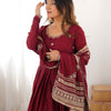 Maroon Anarkali Suit Set with Heavy Embroidered Dupatta & Matching Bottom