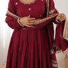Maroon Anarkali Suit Set with Heavy Embroidered Dupatta & Matching Bottom