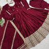 Maroon Anarkali Suit Set with Heavy Embroidered Dupatta & Matching Bottom